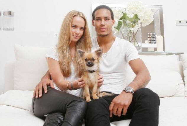 Hellen Fo Sieeuw’s son, Virgil van Dijk with his wife, Rike Nooitedagt.